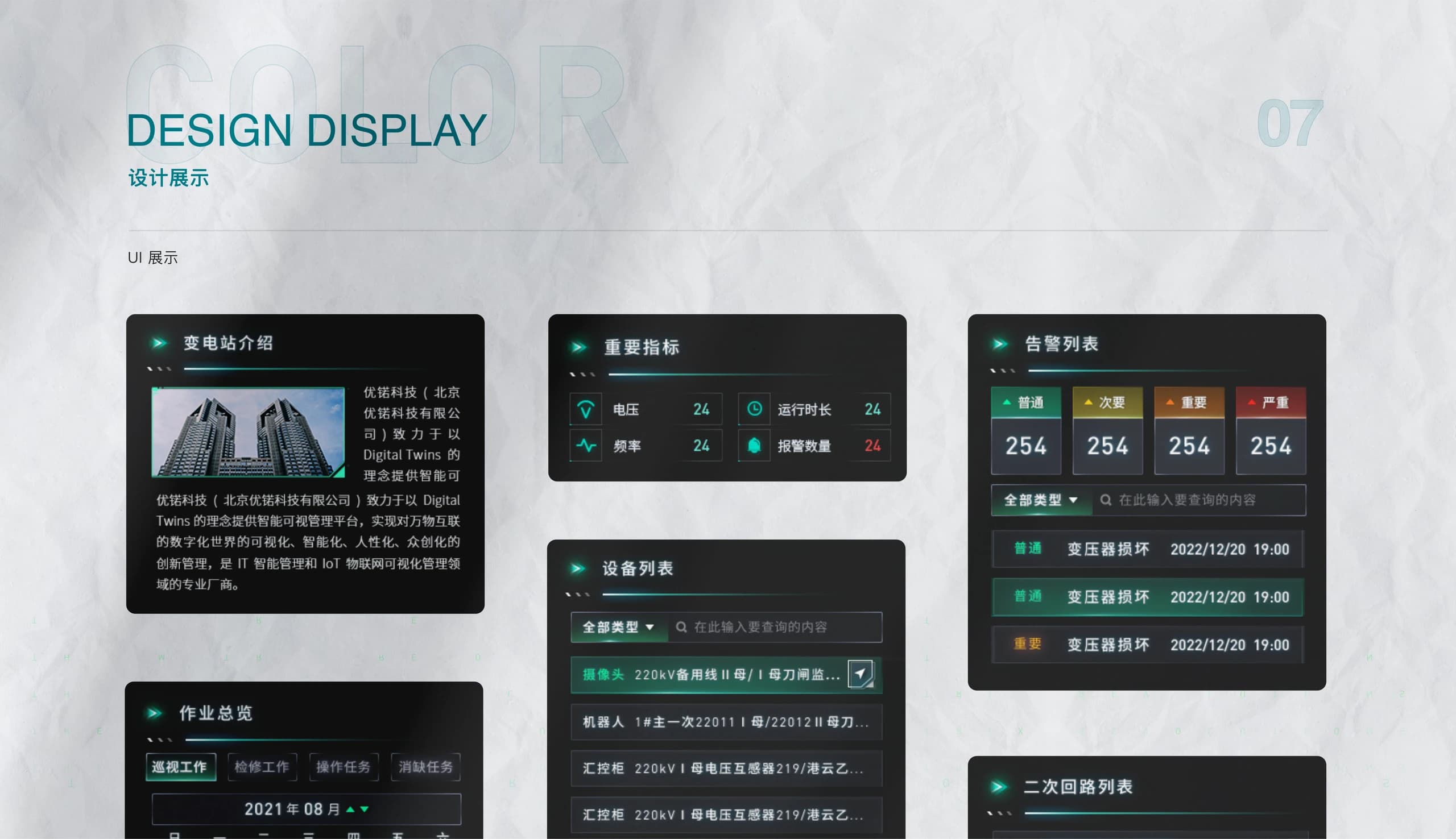 国家电网·港东变电站：UI 组件展示